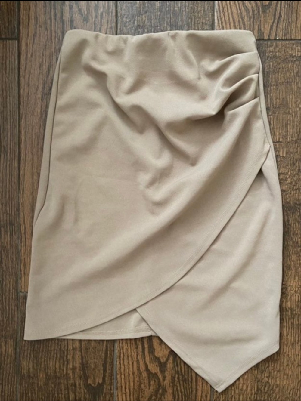 Blue Blush Taupe Asymmetrical Wrap Skirt